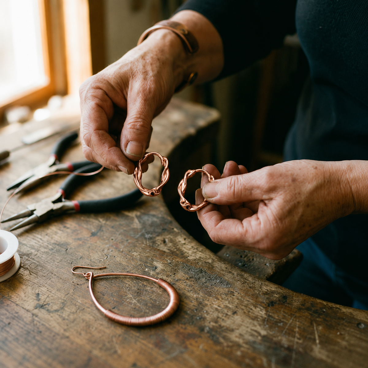Ruth's Swirl Copper Earrings