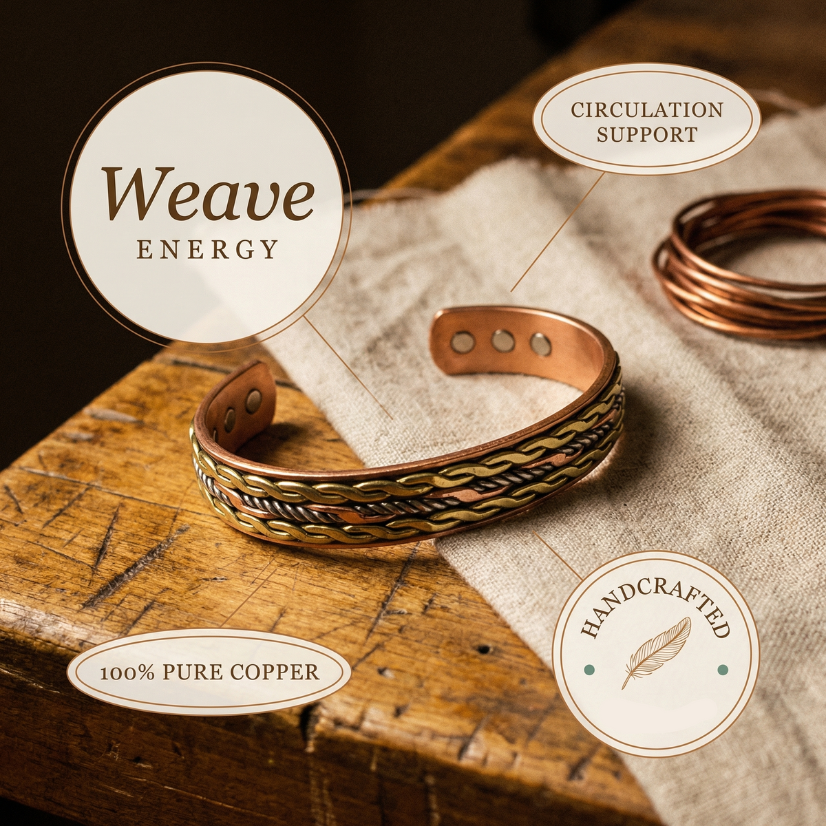 Ruth's Weave Copper Bracelet