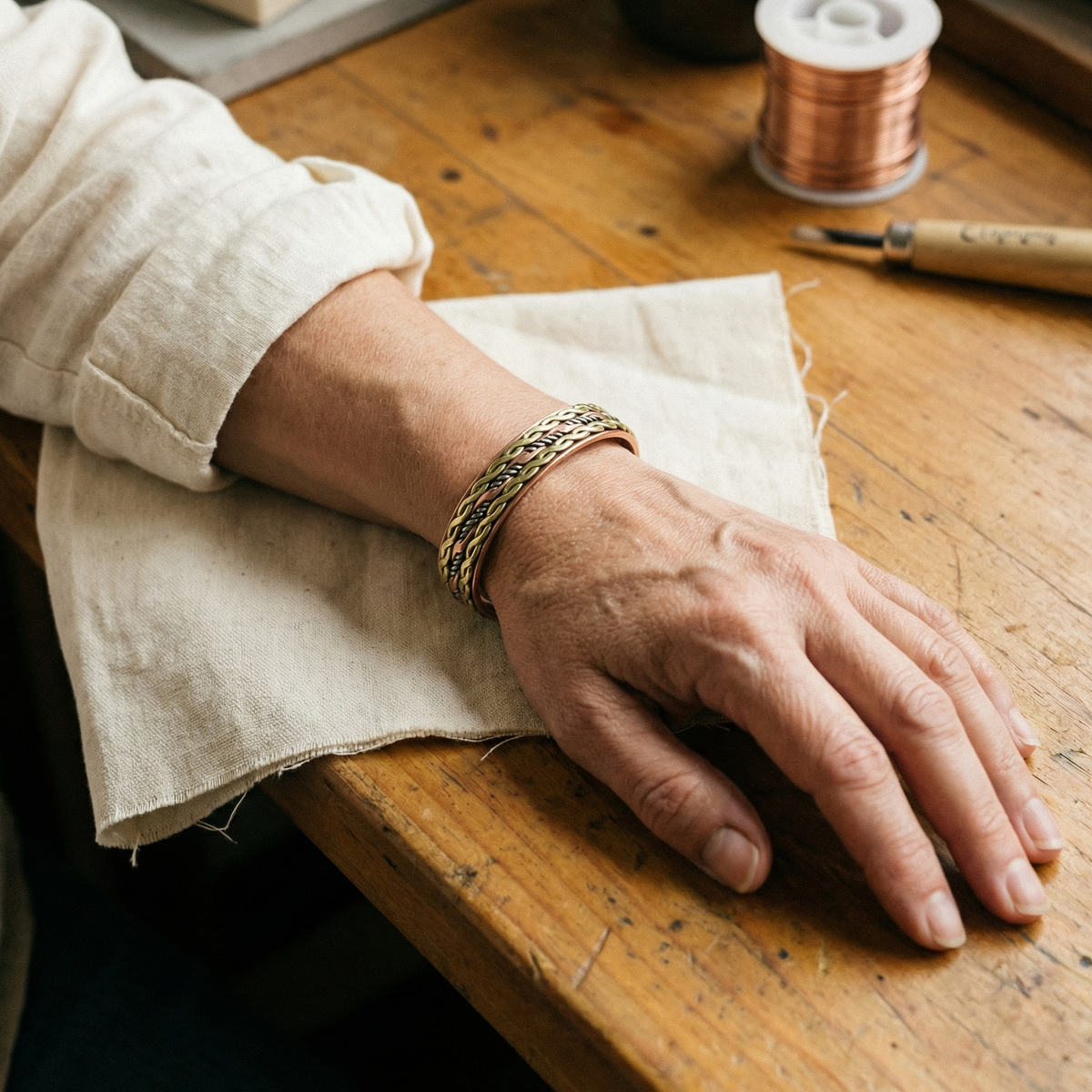 Ruth's Weave Copper Bracelet