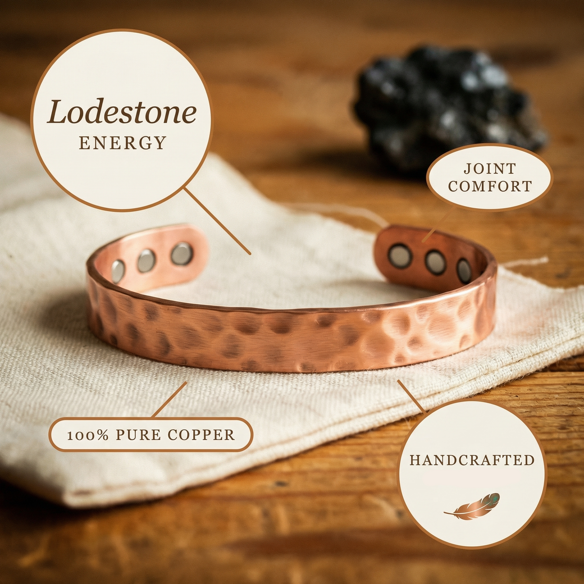 Ruth's Lodestone Copper Bracelet