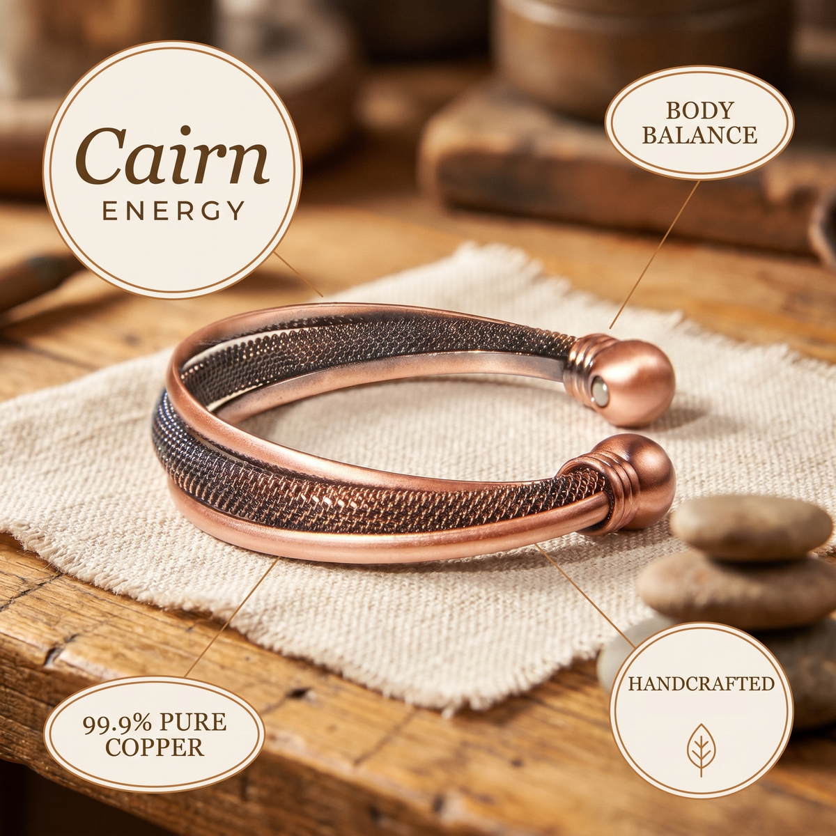 Ruth's Cairn Copper Bracelet